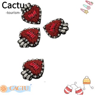 Cactu แผ่นแพทช์ ปักเลื่อม พลอยเทียม รูปหัวใจ แวววาว ขนาด 5.5 ซม. x 6.5 ซม. (กว้าง x สูง) 2.17x2.56 นิ้ว 4 ชิ้น