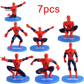 Baby ตุ๊กตาฟิกเกอร์ Super Heroes Spiderman สําหรับตกแต่งเค้ก 7 ชิ้น ต่อชุด