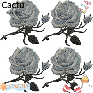 Cactu แผ่นแพทช์ผ้าฝ้าย ปักลายดอกกุหลาบน่ารัก ขนาด 9x8.5 มม. สําหรับตกแต่งเสื้อแจ็กเก็ต 10 ชิ้น