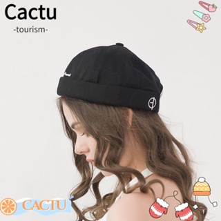 Cactu หมวกบีนนี่ ผ้าฝ้าย พิมพ์ลายตัวอักษร สีพื้น สไตล์สตรีท ฮิปฮอป 2023