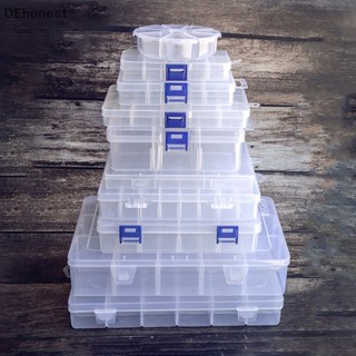 [DEhonest] กล่องพลาสติก ทรงสี่เหลี่ยมผืนผ้า ปรับได้ สําหรับเก็บเครื่องประดับ ต่างหู ลูกปัด