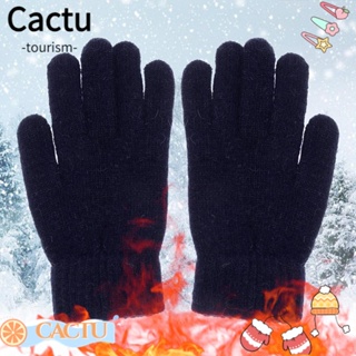 Cactu ถุงมือเต็มนิ้ว ขี่จักรยาน ขับรถ ถุงมือผ้าแคชเมียร์ ยืดหยุ่น ฤดูหนาว