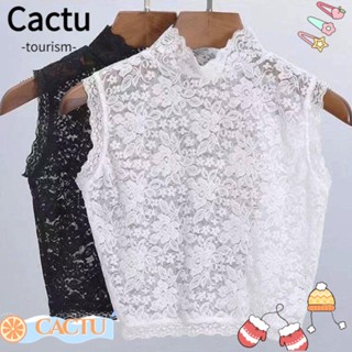 Cactu เสื้อเบลาส์ คอปกปลอม ลายดอกไม้ คลาสสิก ถอดออกได้ สําหรับผู้หญิง