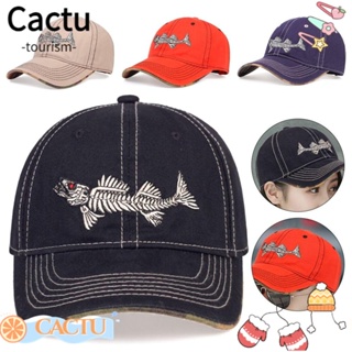 Cactu หมวกเบสบอล ผ้าฝ้าย ปักลายตัวอักษร ปรับได้