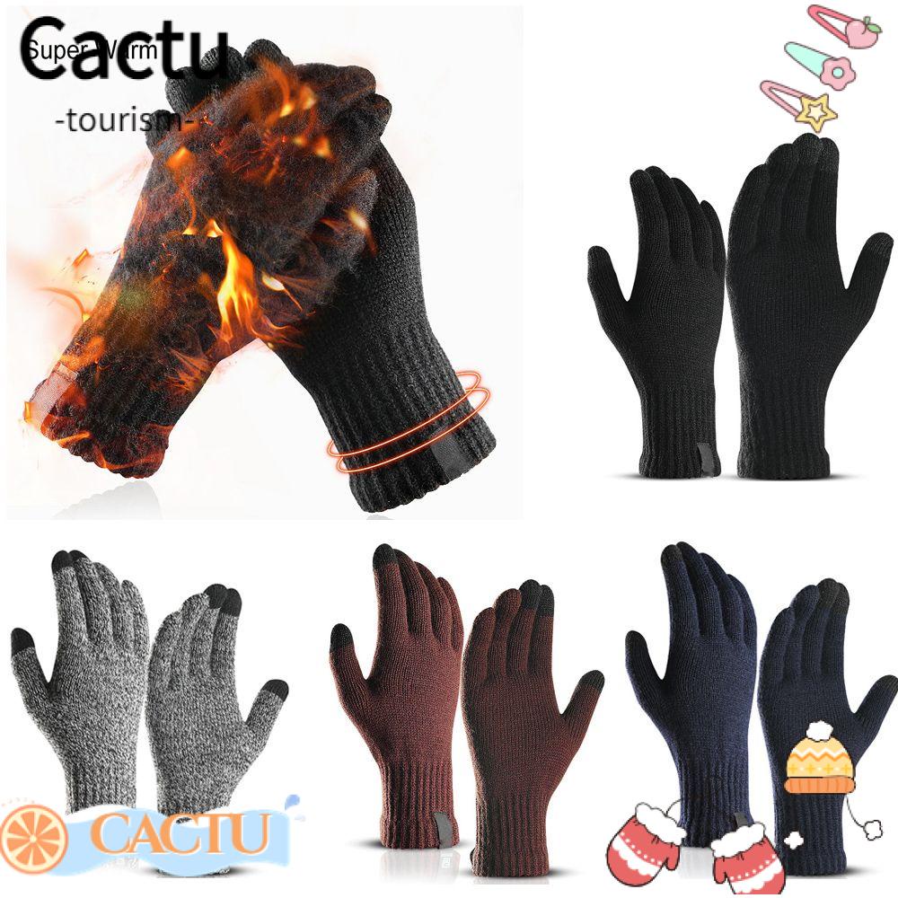 cactu-ถุงมือผ้าขนสัตว์ถัก-แบบเต็มนิ้ว-แฟชั่นฤดูใบไม้ร่วง-ฤดูหนาว