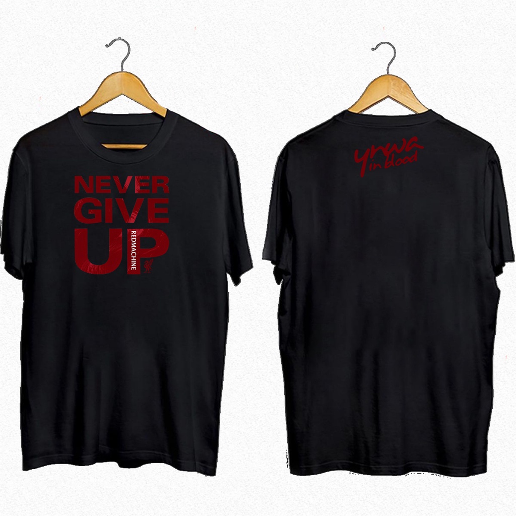 เสื้อยืดคุณภาพดี-เสื้อยืดลายการ์ตูน-ลิเวอร์พูล-liverpool-never-give-up-red-and-black