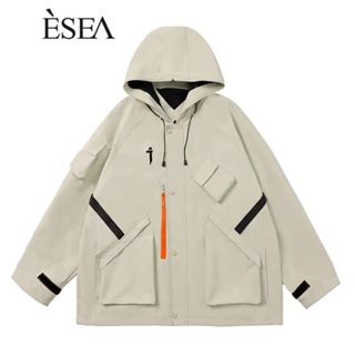 ESEA เสื้อโค้ทผู้ชาย: ฤดูใบไม้ผลิอินเทรนด์และฤดูใบไม้ร่วงซิปแข็ง, เสื้อโค้ทลําลองของชายหนุ่มหลวม