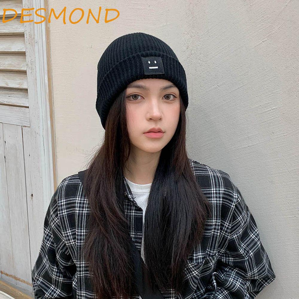 desmond-หมวกบีนนี่-ผ้าถัก-ลายหน้ายิ้ม-ให้ความอบอุ่น-เรียบง่าย-เข้ากับทุกการแต่งกาย-เหมาะกับฤดูใบไม้ร่วง-ฤดูหนาว-สําหรับผู้ชาย-ผู้หญิง