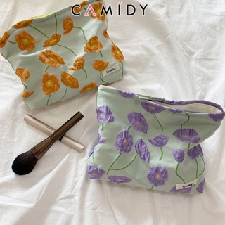 Camidy Alocasia Flower Makeup Clutch Bag Contrast Color Storage Small Tote Bag