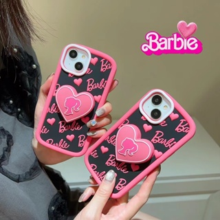 เคสโทรศัพท์มือถือ ลายการ์ตูนบาร์บี้น่ารัก พร้อมขาตั้ง สําหรับ iPhone 15 14 13 12 Pro MAX 11 13Pro 14Pro