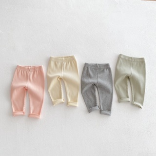 Flm กางเกงเลกกิ้ง ลายทาง สีพื้น สําหรับเด็กผู้ชาย และเด็กผู้หญิง อายุ 0-24 เดือน