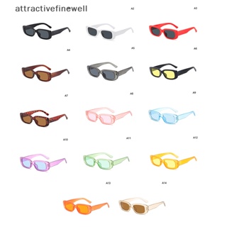 [attractivefinewell] แว่นกันแดด ทรงสี่เหลี่ยมผืนผ้า ขนาดเล็ก สไตล์วินเทจ สําหรับผู้หญิง TIV