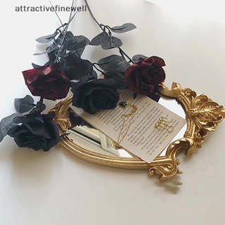 [attractivefinewell] ดอกกุหลาบประดิษฐ์ สีดํา สไตล์โกธิค สําหรับตกแต่งบ้าน