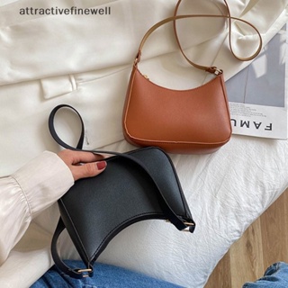 [attractivefinewell] กระเป๋าสะพายไหล่ กระเป๋าถือ สีพื้น แฟชั่นสําหรับสตรี TIV