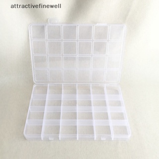 [attractivefinewell] กล่องพลาสติกใส 24 ช่อง สําหรับใส่เครื่องประดับ ต่างหู ลูกปัด สกรู