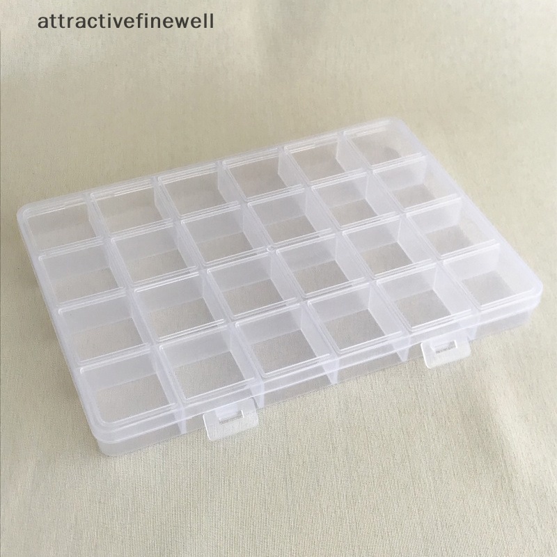 attractivefinewell-กล่องพลาสติกใส-24-ช่อง-สําหรับใส่เครื่องประดับ-ต่างหู-ลูกปัด-สกรู