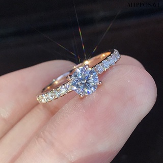 [AS] แหวนแต่งงาน พลอยเทียม แวววาว สไตล์คลาสสิก สําหรับผู้หญิง เจ้าสาว