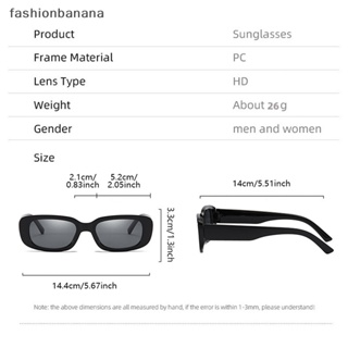 [fashionbanana] แว่นตากันแดดแฟชั่น ทรงสี่เหลี่ยมผืนผ้า สไตล์วินเทจ สําหรับผู้ชาย และผู้หญิง