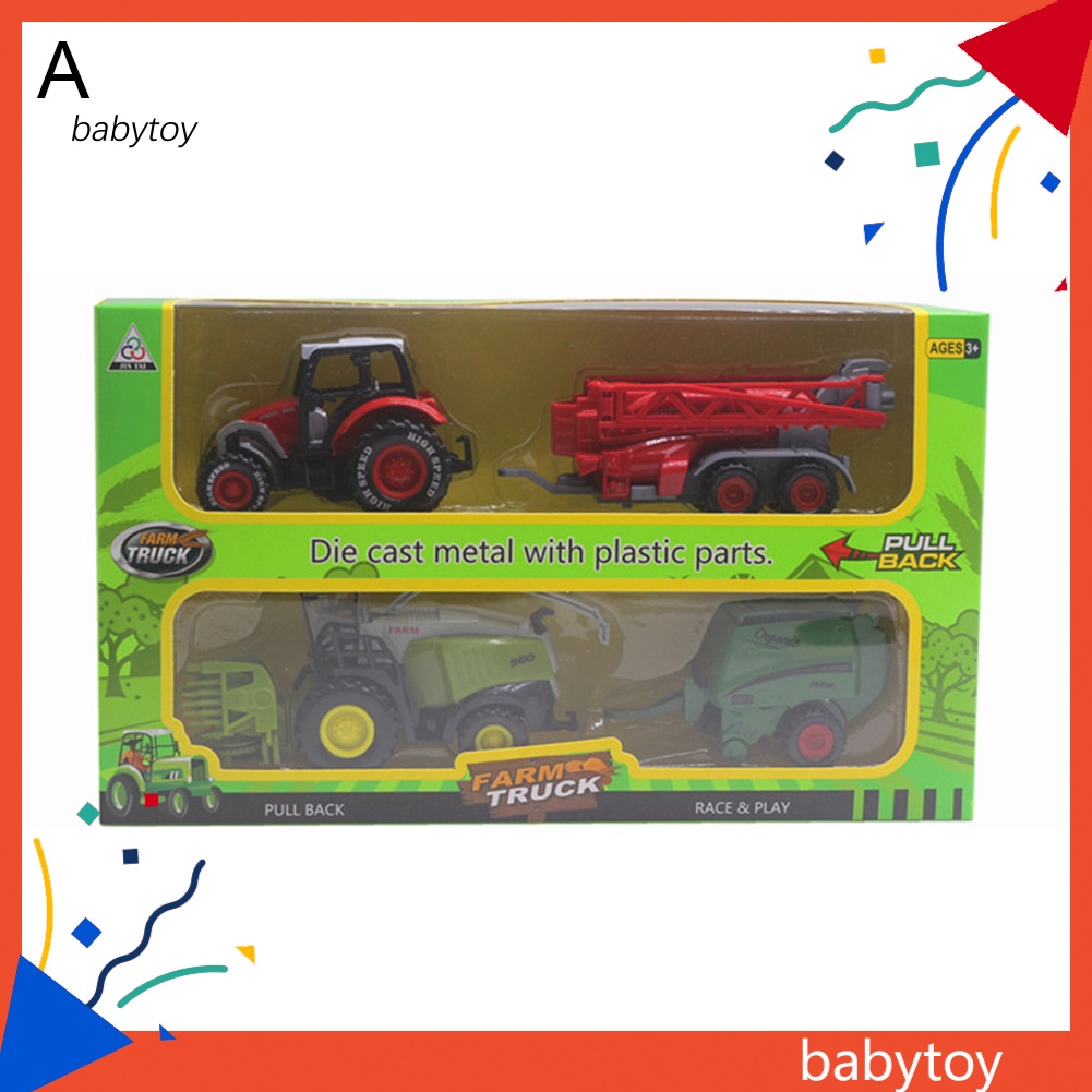 baby-โมเดลรถยนต์-1-42-diecast-tractor-harvester-farm-ของเล่นสําหรับเด็ก-2-ชิ้น