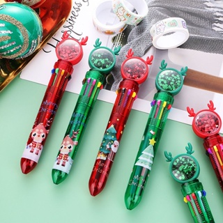 1 Pc Sequins Tens Color Ballpoint Pen Christmas Prize Gift Deer Horn Pushing Student Stationery Handwriting Pen