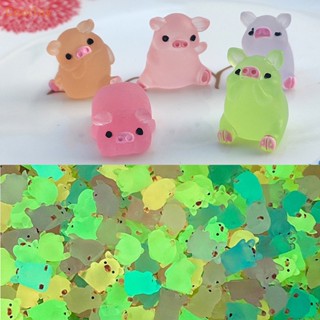 Cooltoy ตุ๊กตาฟิกเกอร์เรซิ่น รูปหมูเรืองแสง ขนาดเล็ก สําหรับตกแต่งบ้าน สวน 2 ชิ้น