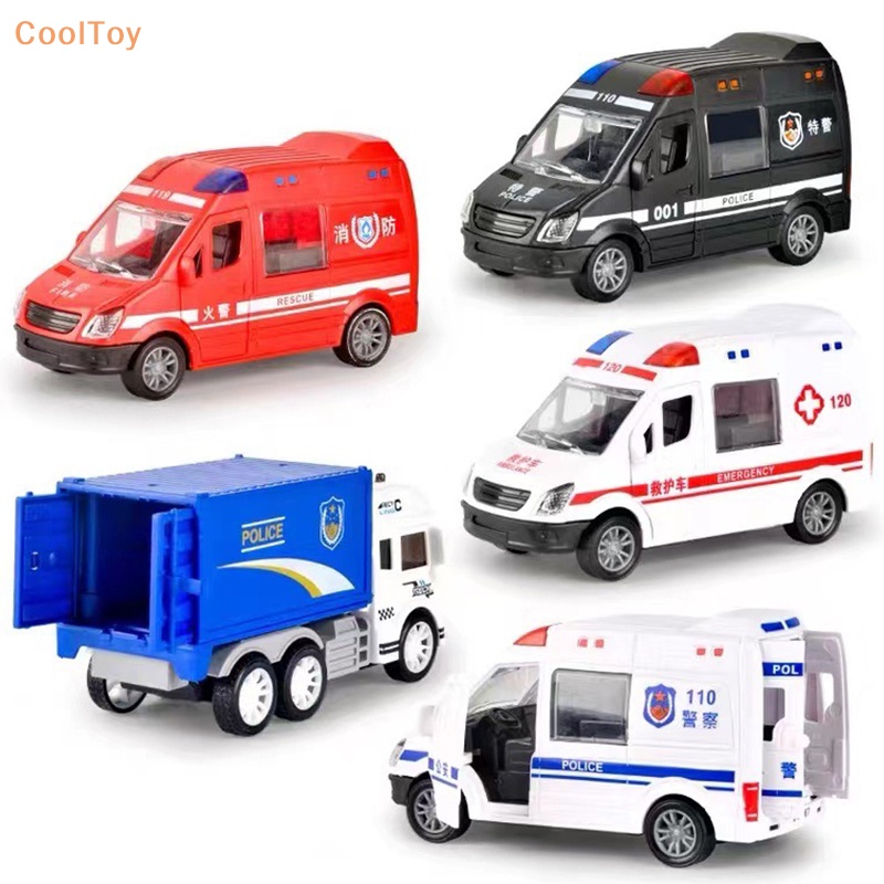 cooltoy-รถดับเพลิงโรงพยาบาลกู้ภัยรถพยาบาลรถตํารวจ-abs-รถรุ่นหล่นที่ทนต่อการเปิดประตูรถของเล่นสําหรับเด็กผู้ชายของขวัญขายดี