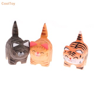 Cooltoy ตุ๊กตาแกะสลักไม้ รูปการ์ตูนสัตว์น่ารัก ขนาดเล็ก แฮนด์เมด สําหรับตกแต่งโต๊ะ