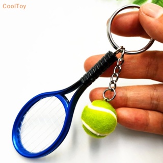 Cooltoy พวงกุญแจ จี้ไม้เทนนิสจําลอง รูปลูกเทนนิส ขนาดเล็ก แบบพกพา อุปกรณ์เสริม สําหรับห้อยกระเป๋า