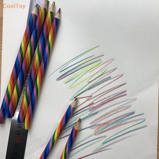 Cooltoy ขายดี ดินสอสี ทรงสามเหลี่ยม ไล่โทนสี หนา 4 สี สําหรับวาดภาพระบายสี 2 ชิ้น