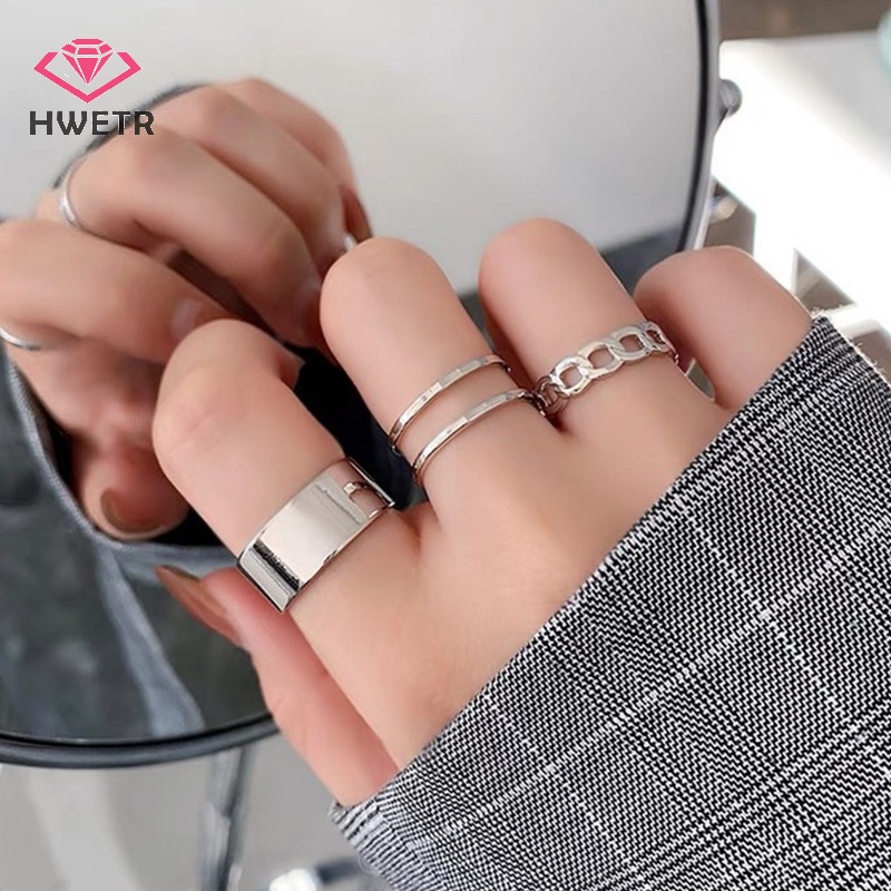 hwetr-ชุดแหวนโลหะอัลลอย-แบบเปิด-กลวง-เครื่องประดับแฟชั่นเกาหลี-สําหรับผู้หญิง-งานเลี้ยง-งานแต่งงาน-ของขวัญใหม่