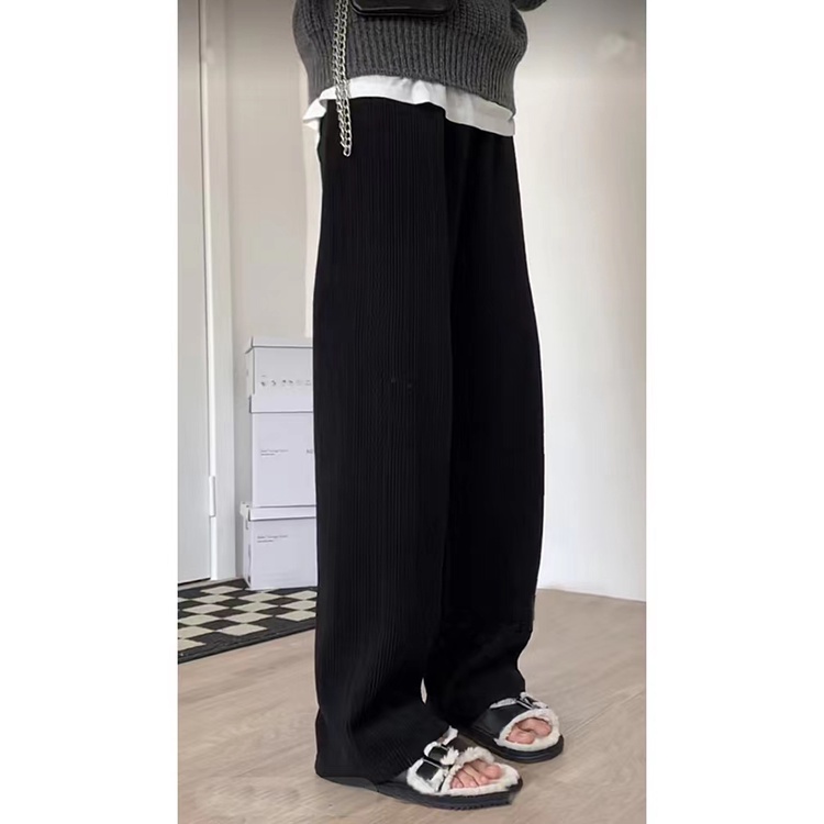413-straw-jacquard-wide-leg-pants-womens-spring-and-autumn-high-waist-drape-design-niche-casual-pants
