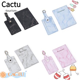 Cactu 2 ชิ้น / เซต ปกหนังสือเดินทาง แฟชั่น แบบพกพา หนัง แท็กกระเป๋าเดินทาง