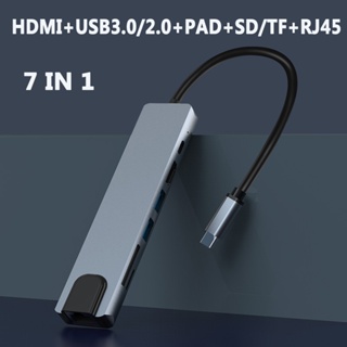 อะแดปเตอร์ฮับ USB C เป็น HDMI พร้อมการ์ดรีดเดอร์ SD TF PD RJ45 อเนกประสงค์ สําหรับแล็ปท็อป Matebook Pro