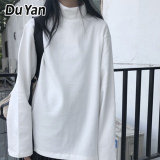 Du Yan เสื้อยืดแขนยาว ผ้ากํามะหยี่ ทรงสลิม เข้ากับทุกการแต่งกาย แฟชั่นฤดูใบไม้ร่วง และฤดูหนาว สําหรับผู้หญิง