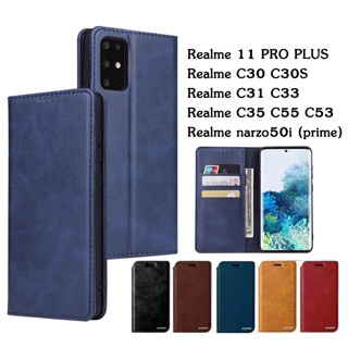 015.เคสโทรศัพท์หนัง เคสฝาพับ พร้อมช่องใส่บัตร ตั้งได้ REALME 11 PRO PLUS C30 C30S C31 C33 C35 C55 C53 narzo50i (prime)