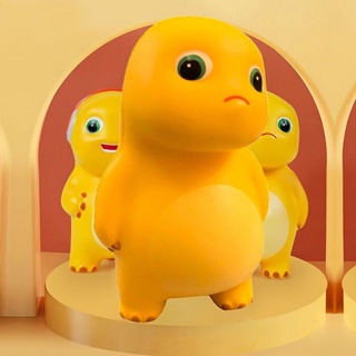 ของเล่นบีบสกุชชี่ รูปไดโนเสาร์ พีชน่ารัก ยืดหยุ่น สีเหลือง สําหรับเด็ก WJ002