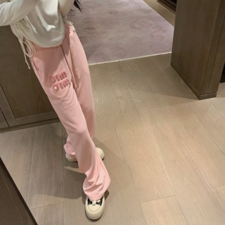 Z33I MIU MIU 23 autumn and winter New letter embroidery logo decoration niche design fashion all-match waffle casual pants