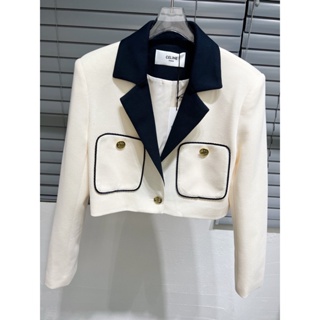 JEAX CEL 23 autumn and winter New pocket decoration niche design small short color matching casual suit jacket fashion all-match