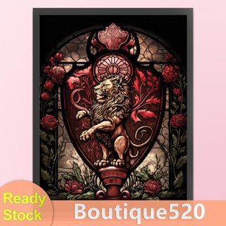 [boutique520.th] ชุดปักครอสสติตช์ ผ้าฝ้าย พิมพ์ลายสิงโต ดอกกุหลาบ 11CT