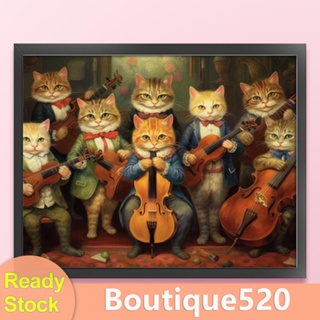 [boutique520.th] ชุดปักครอสติช ผ้าฝ้าย 11CT พิมพ์ลายแมว ขนาด 50x40 ซม. สําหรับตกแต่งบ้าน