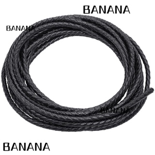 Banana1 สายนาฬิกาข้อมือหนังถัก ทรงกลม 3 มม. 5.5 หลา สีดํา