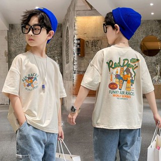 พร้อมส่ง ลดกระหน่ํา เสื้อยืดแขนสั้นลําลอง ผ้าฝ้ายแท้ สไตล์เกาหลี ญี่ปุ่น แฟชั่นฤดูร้อน สําหรับเด็กผู้ชาย 2023