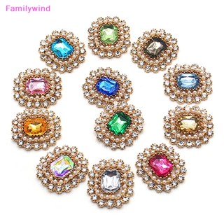 Familywind&gt; กระดุมโลหะผสม รูปมงกุฎ ประดับพลอยเทียม สําหรับตกแต่งเสื้อผ้า งานแต่งงาน สร้อยข้อมือ สร้อยคอ DIY 2 ชิ้น