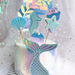 Eone ท็อปเปอร์ รูปหางนางเงือก ม้าน้ํา ปลาดาว กลิตเตอร์ สําหรับตกแต่งเค้กวันเกิด ปาร์ตี้ เบบี้ชาวเวอร์ ขายดี
