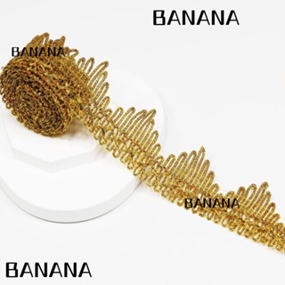 Banana1 ริบบิ้นผ้าลูกไม้ โพลีเอสเตอร์ 4 ซม. สีทอง 1.6 นิ้ว 14 หลา สําหรับเครื่องแต่งกาย