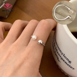 Hwetr แหวนมุกจําลอง มินิมอล น่ารัก ปรับขนาดได้ สไตล์เกาหลี แฟชั่น ปาร์ตี้ งานแต่งงาน วินเทจ แหวนนิ้ว ผู้หญิง ของขวัญ เครื่องประดับใหม่