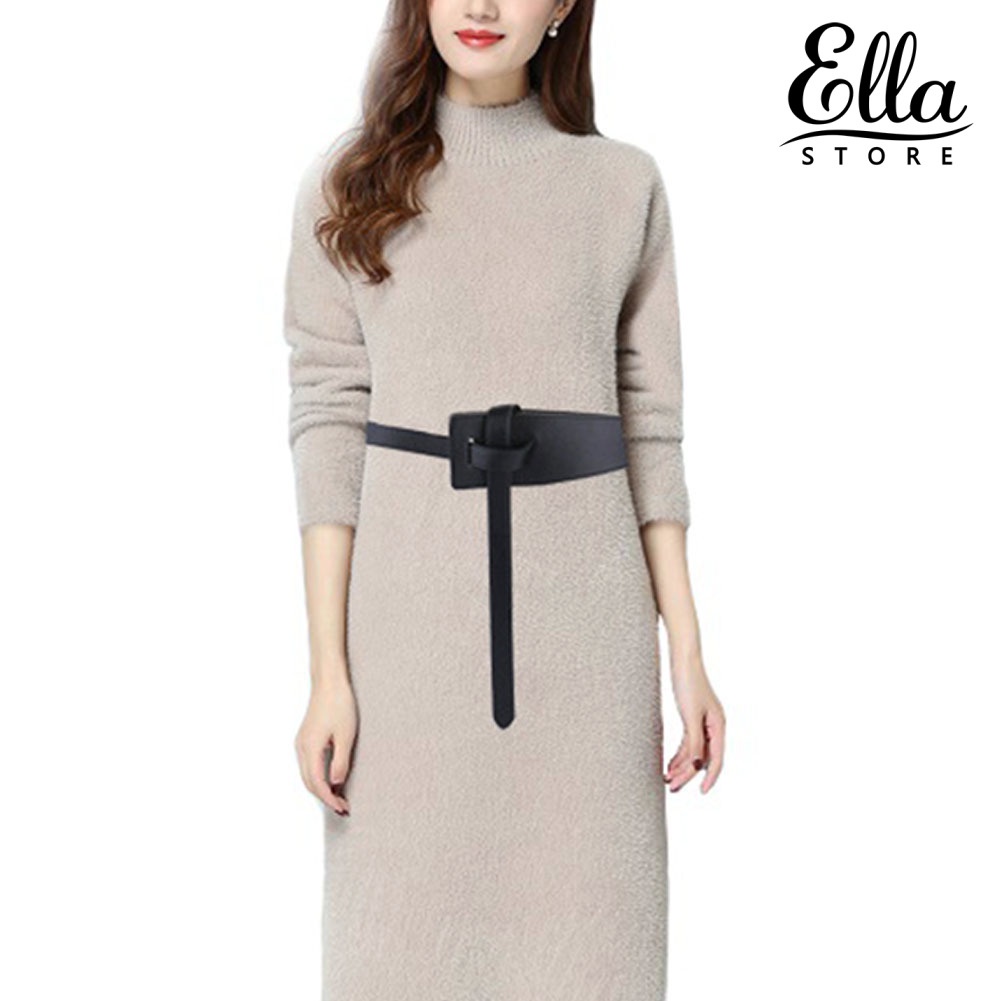 ellastore123-เข็มขัดหนัง-หัวเข็มขัดกว้าง-ออกแบบแฟชั่น-สําหรับผู้หญิง