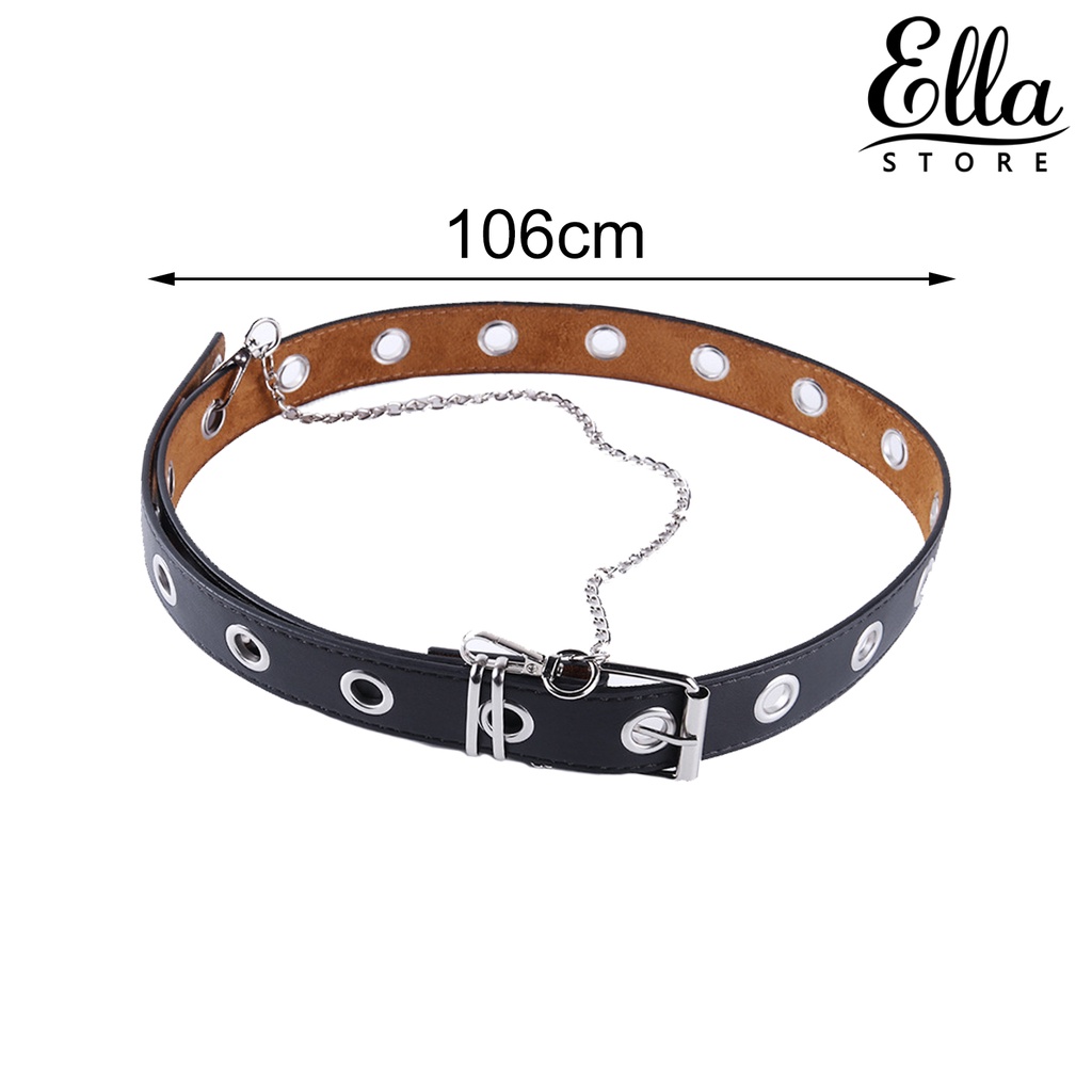 ellastore123-เข็มขัดหนังเทียม-หัวเข็มขัดโลหะ-สไตล์พังก์-แฟชั่นสําหรับผู้หญิง