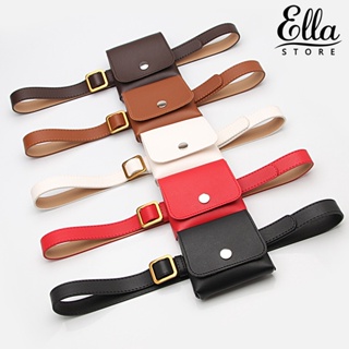 Ellastore123 กระเป๋าคาดเอว หนังเทียม กันน้ํา พร้อมหัวเข็มขัด สไตล์คลาสสิก สําหรับใส่ของใช้ประจําวัน