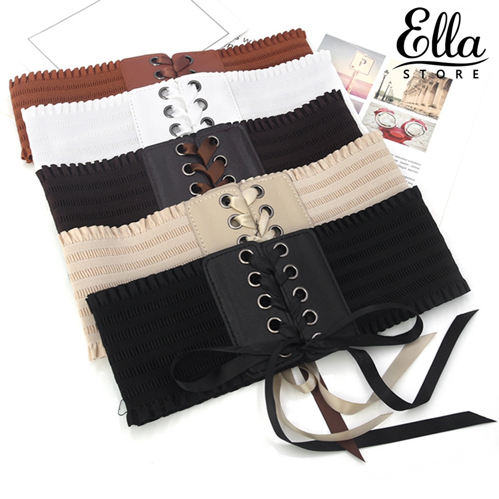 ellastore123-เข็มขัดคาดเอว-ยืดหยุ่น-น้ําหนักเบา-ใส่สบาย-สีพื้น-สําหรับผู้หญิง